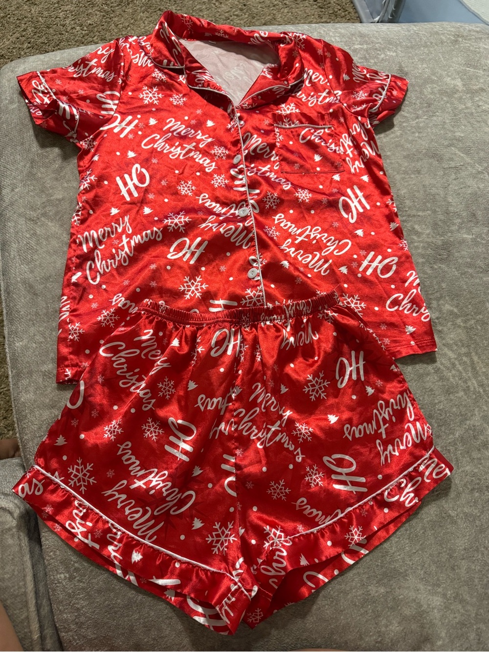 Kids Red 'Merry Christmas' Short Pajama Set - Holiday Sleepwear